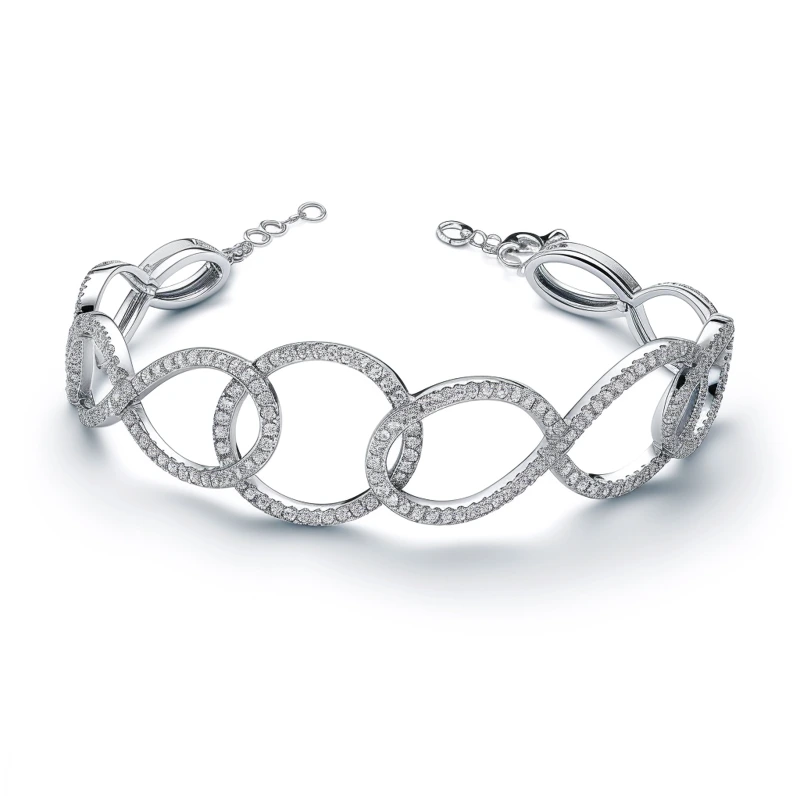 Infinity Loop Diamond Bracelet in White Gold