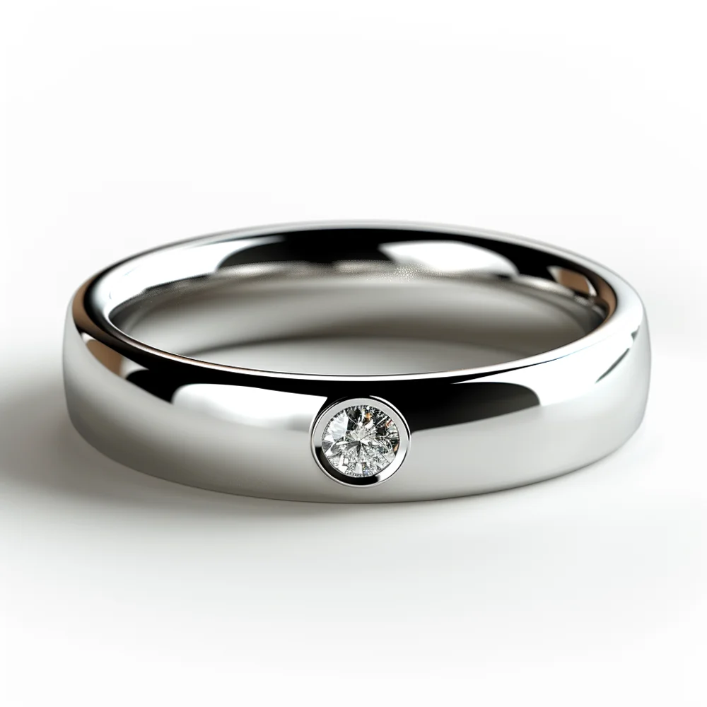 Classic White Gold Mens Band with Diamond Ascent