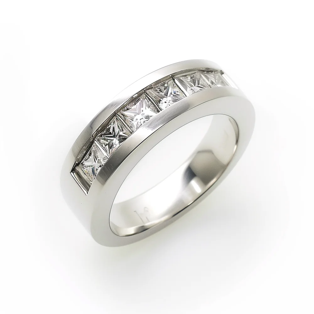 Princess Cut Diamond Mens Band