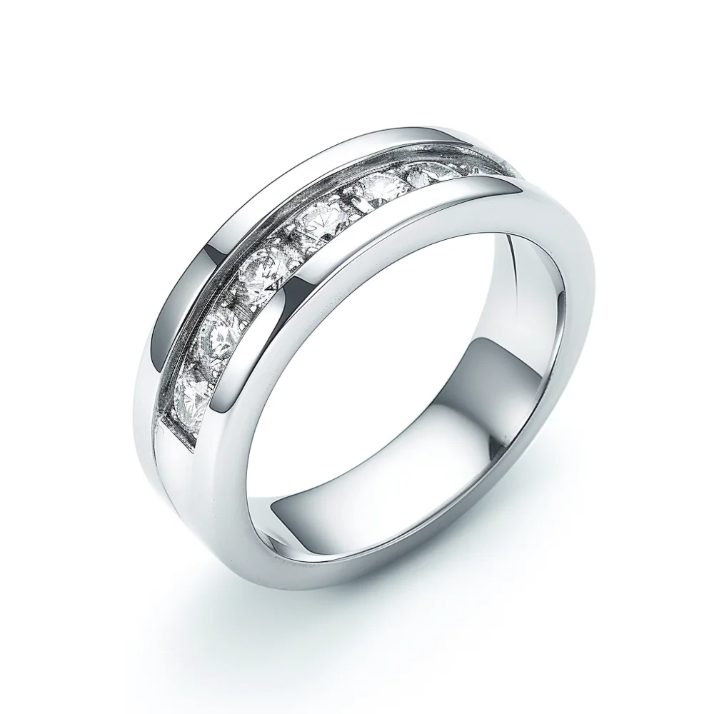 White Gold Mens Diamond Channel Band